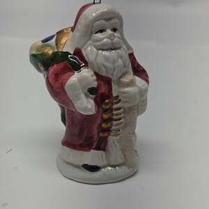 Vintage White & Red Porcelain Santa Claus Ornament Figurine